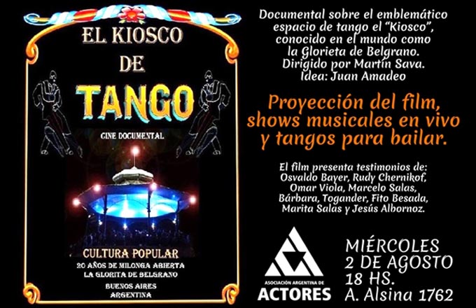 Se presentará el documental “El kiosco del tango”